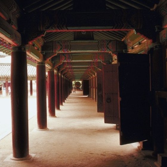 The outdoors hallways of Bulguksa Temple, Gyeongju.