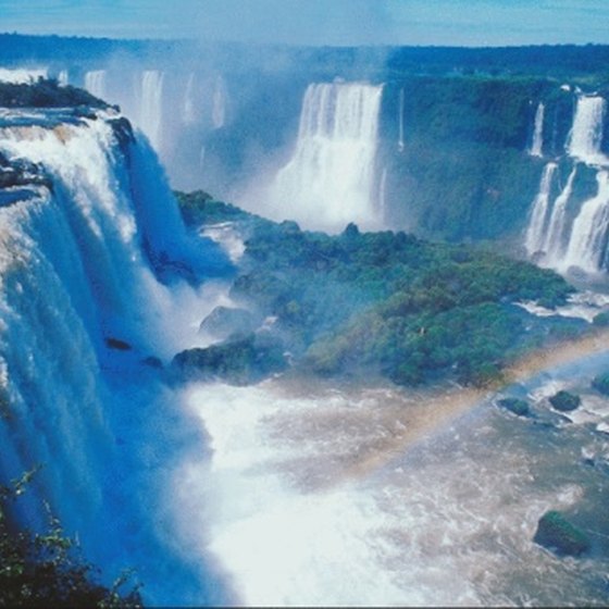Iguacu Falls cascades across the border between Brazil and Argentina.