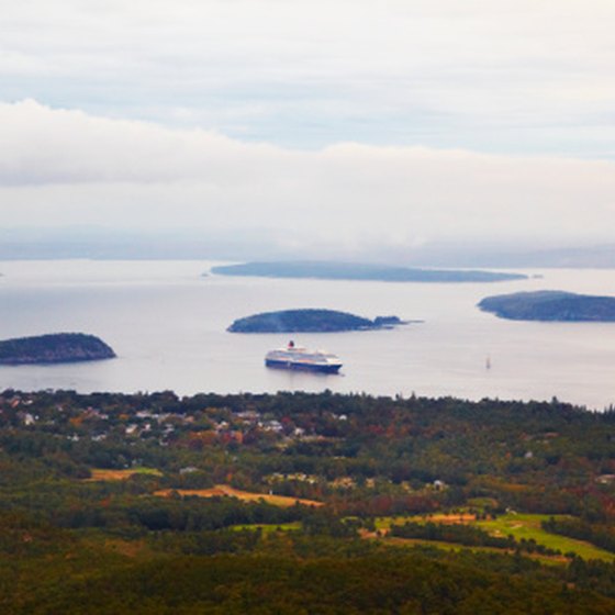 A cruise ship docks at Bar Harbor, Maine, before heading to Canada.