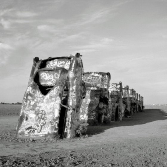 The cars at Cadillac Ranch just outside Amarillo are a popular tourist attraction.