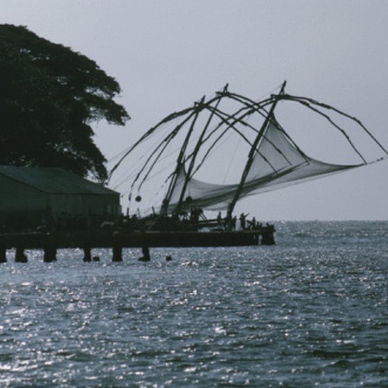 Traditional fishing vessels in Cochin, India