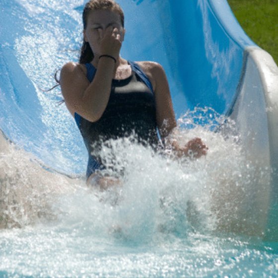 Have fun on the water slides at a waterpark hotel.