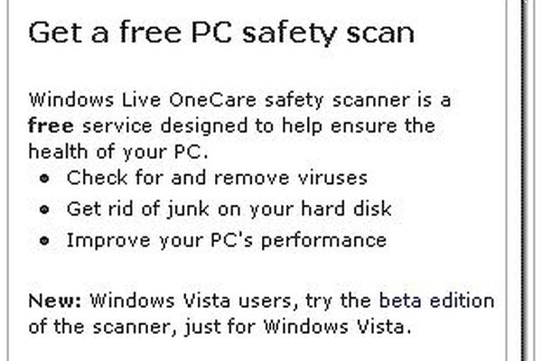windows live onecare safety scanner