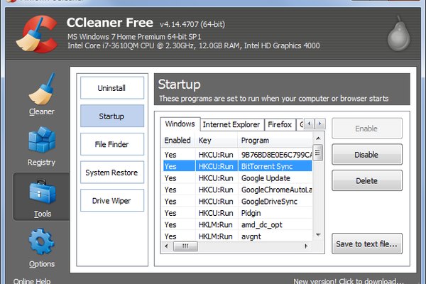 do i need ccleaner to run at windows startup