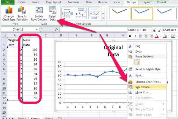 how to make line graph on excel for mac select data source