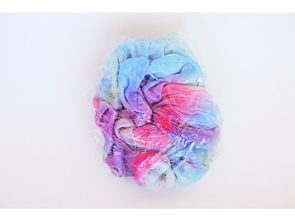 Wrap the newly dyed shirt in plastic
