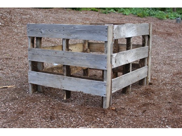 Standing wood pallet garden, ready for planting.