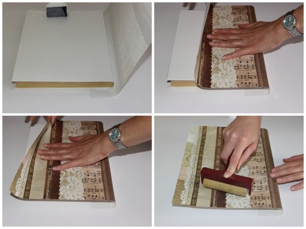 Book wrapped with 12"x12" scrapbook pages.