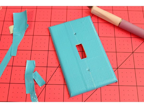 Cover with blue duck tape