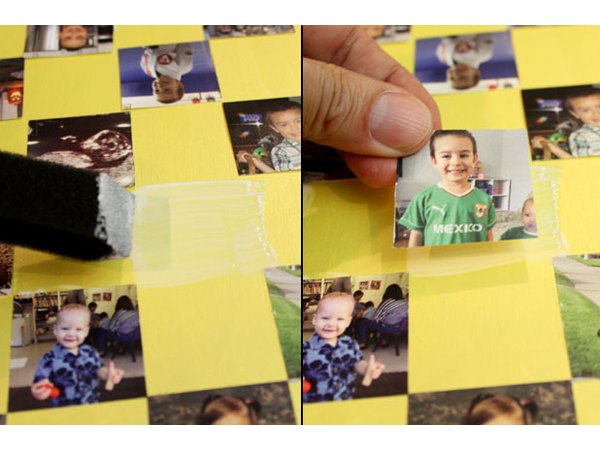 Glue down each photo