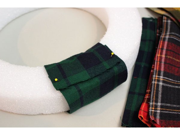 Wrap flannel around the wreath