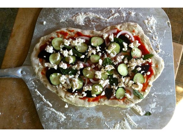 Feta cheese, zucchini, fresh Basil, steamed beets and red sauce was a crowd pleaser.