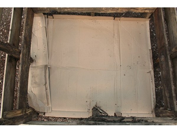 Place a piece of cardboard in the bottom of the planter to smother weeds.