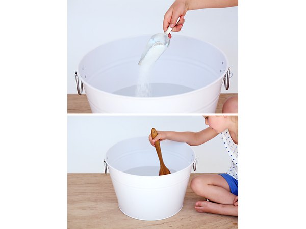 Fill a tub with water and salt