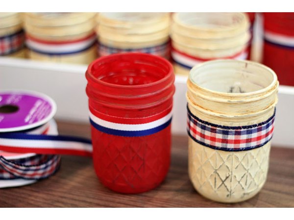 Wrap ribbon around jars
