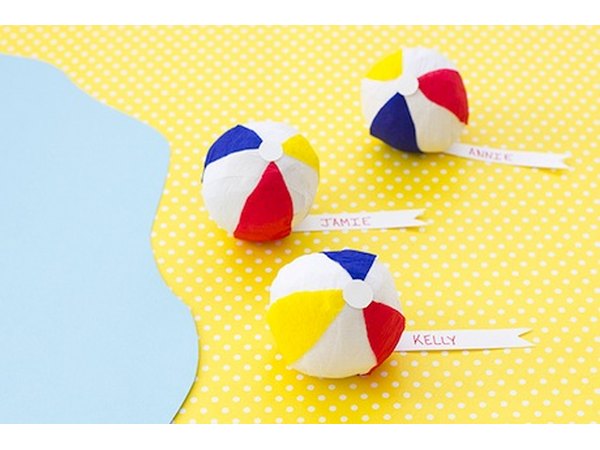 The best part about these surprise balls? They can be used as place cards on your dining table.