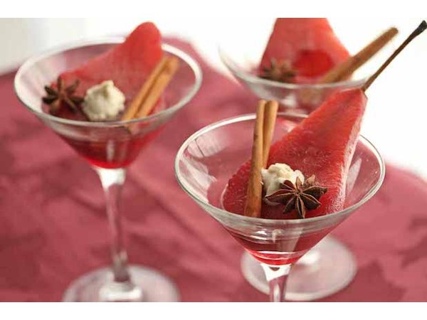 Poached Pomegranate Spiced Pears