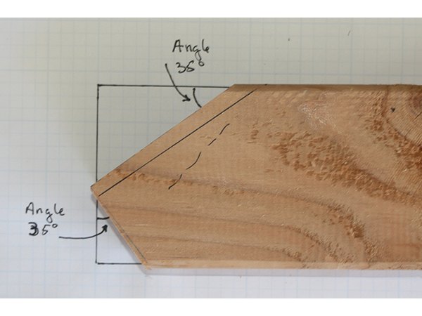 Follow the diagram to make two 35 degree cuts to connect the supports to the base.