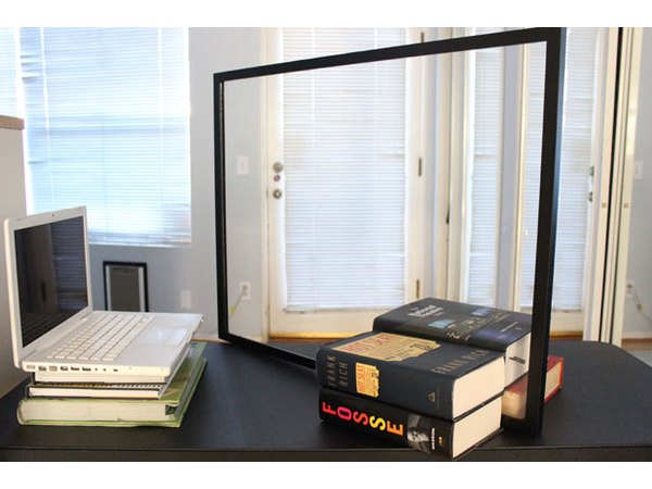 Position the plexiglass frame at a 45 degree angle