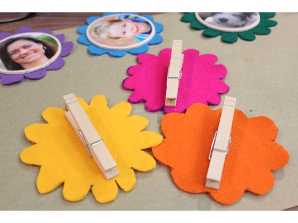 Attach clothespins with hot glue