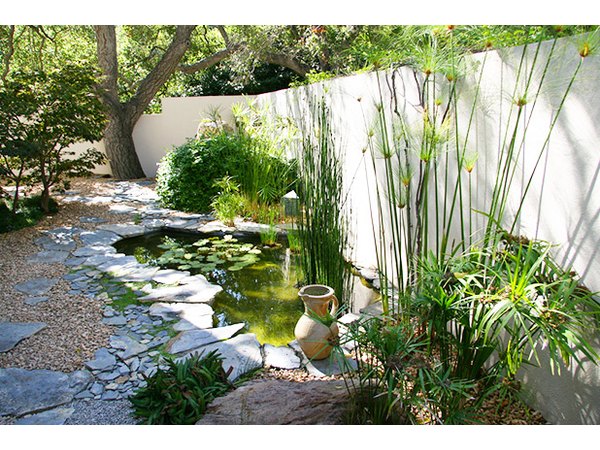 Well-chosen plants meld effortlessly into elegant hardscape.