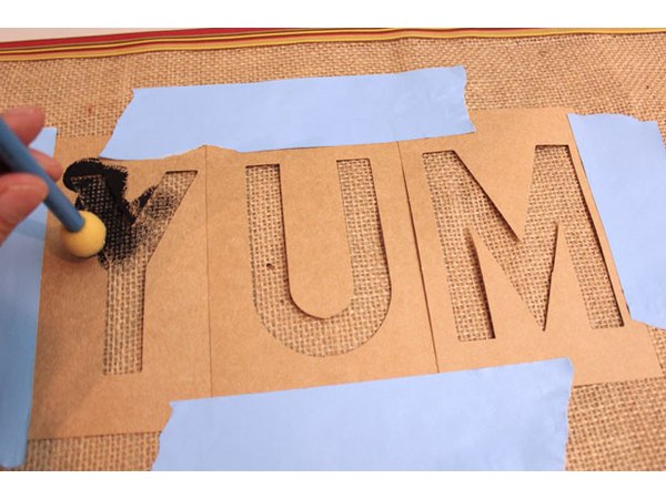 Stencil letters onto placemat