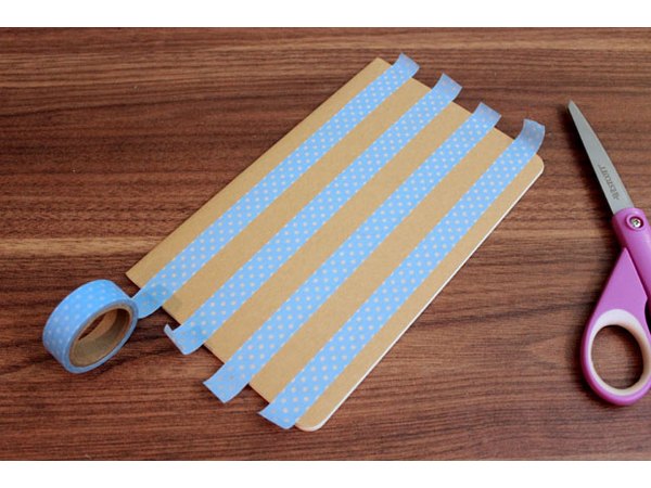Adhere strips of washi tape