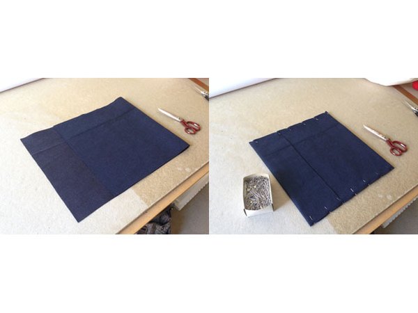 Fold felt lengthwise and pin together.