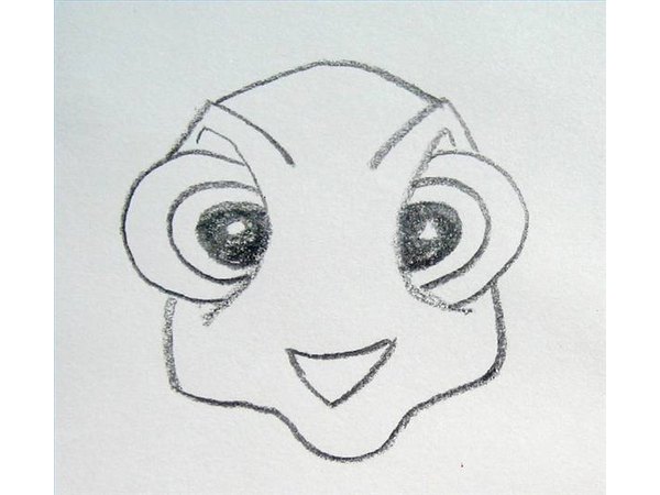 Draw Squirt's head, framing his large eyes.