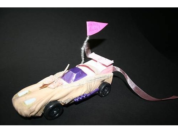 Girl Scout powder puff derby car with a ballet slipper