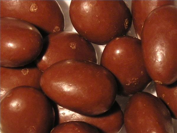 Fifty-five chocolate-covered hazelnuts