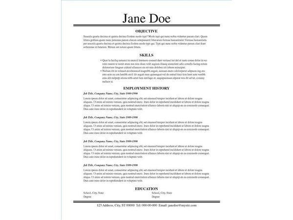 A traditional resume layout focuses on your skills, without fussy details.