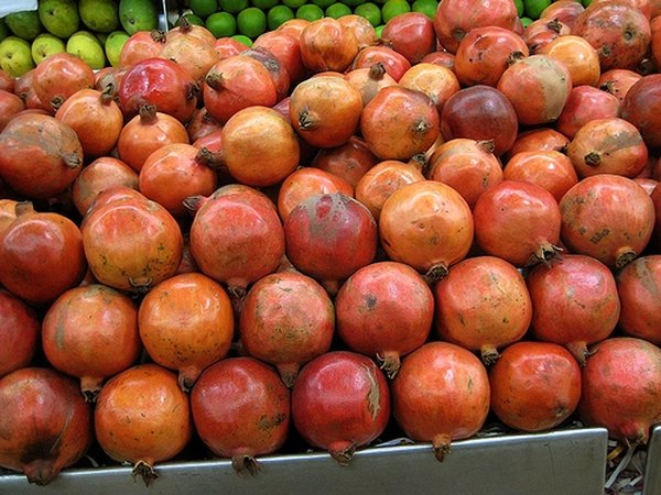 Pomegranates are commercially grown and harvested in California.