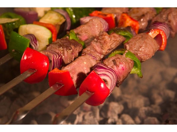 Skewered kabobs are a hearty appetizer.