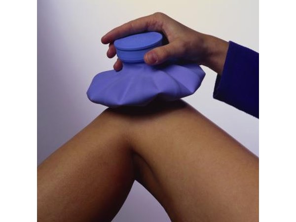 Ice pack on female's knee.
