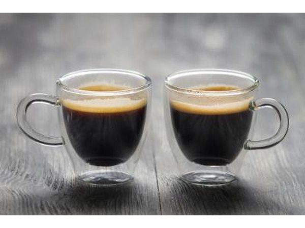 Two cups of espresso coffee