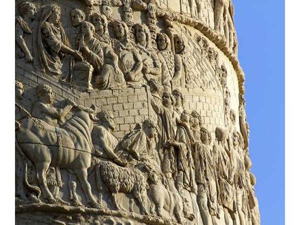 Detail of Trajan's column relief sculpture in Rome