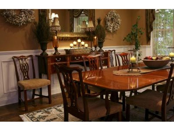 Traditional formal dining rooms include rich reds with a brown undertone