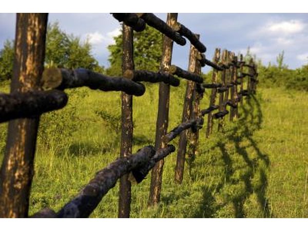 Wooden fence in field