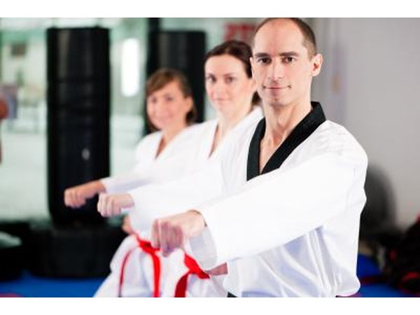 Practicing Karate.