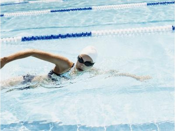 Woman swimming in pool