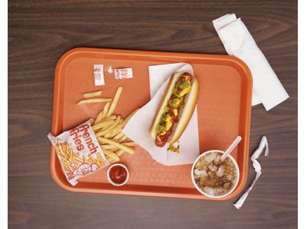 Aerial view of high sodium food.