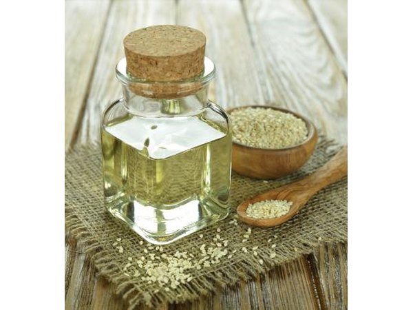 A glass bottle of sesame oil