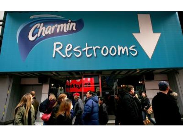 Giant Charmin logo on top of event restrooms