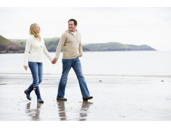 Couple walking on beach