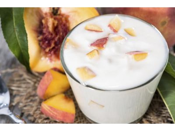 A close-up of a mango smoothie.
