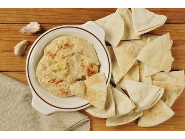 Pita wedges with hummus.