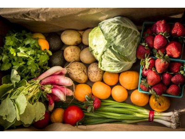 Box of fresh fruit and vegetables