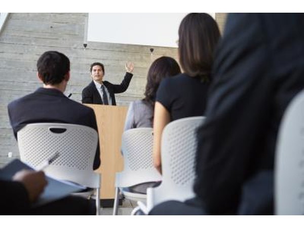 The account officer represents the bank at seminars and other business related forums.