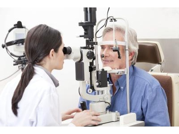 man having eye exam